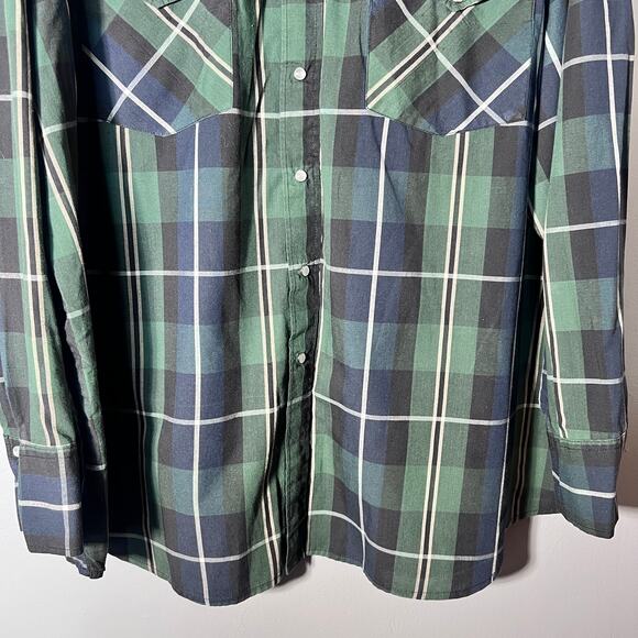 Canyon Guide Plaid Button Down Shirt Mens 2XL Green Blue Woven Workwear - Picture 8 of 8